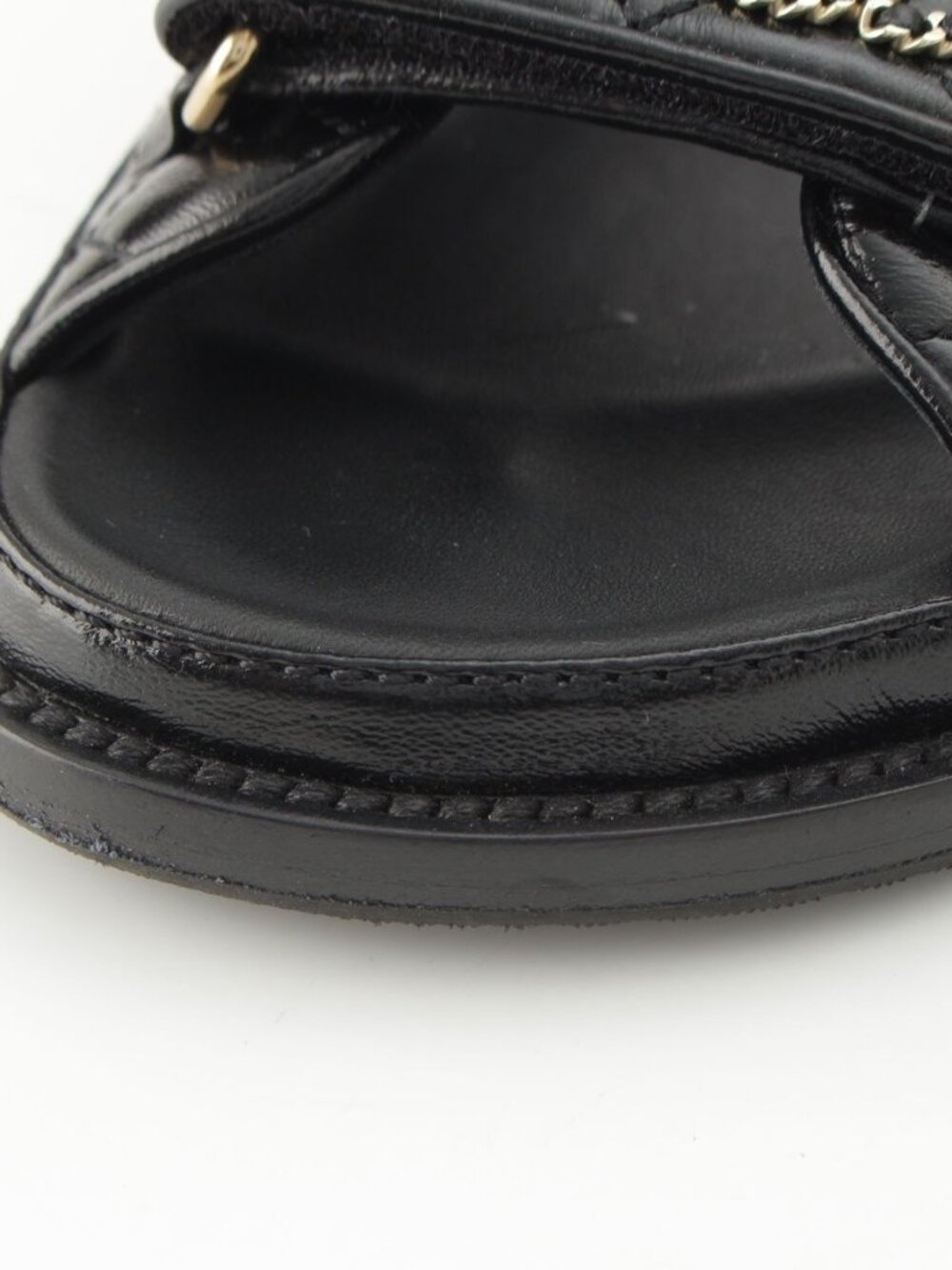 Chanel CC Logo Quilted Velcro Sandals Black 36c - Picture 8 of 10